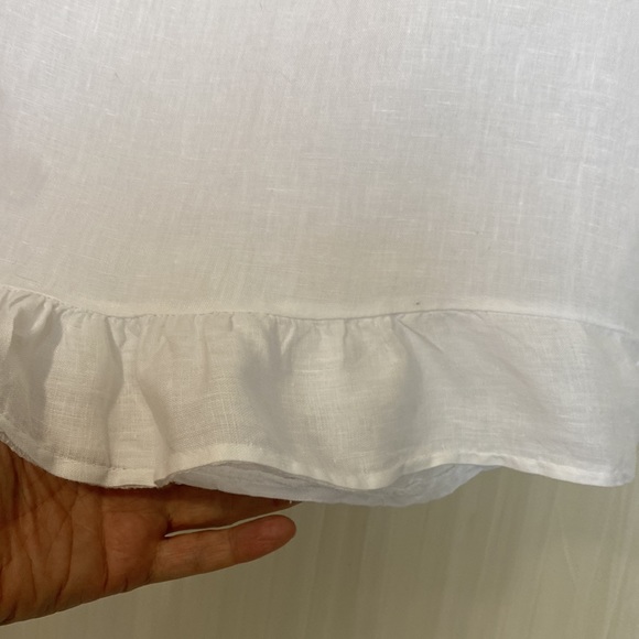 LUNGO L’ARNO 100% white linen top - Picture 2 of 11